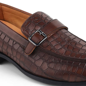 Tresmode Rosio Cognac Men's Textured Leather Loafers