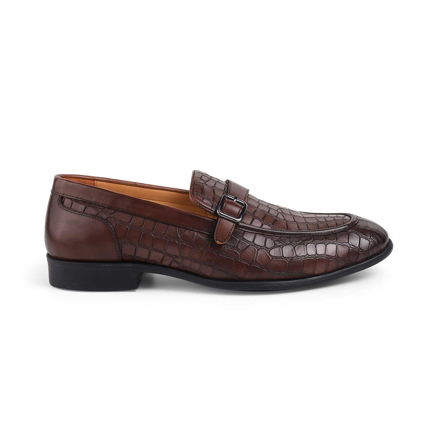 Tresmode Rosio Cognac Men's Textured Leather Loafers