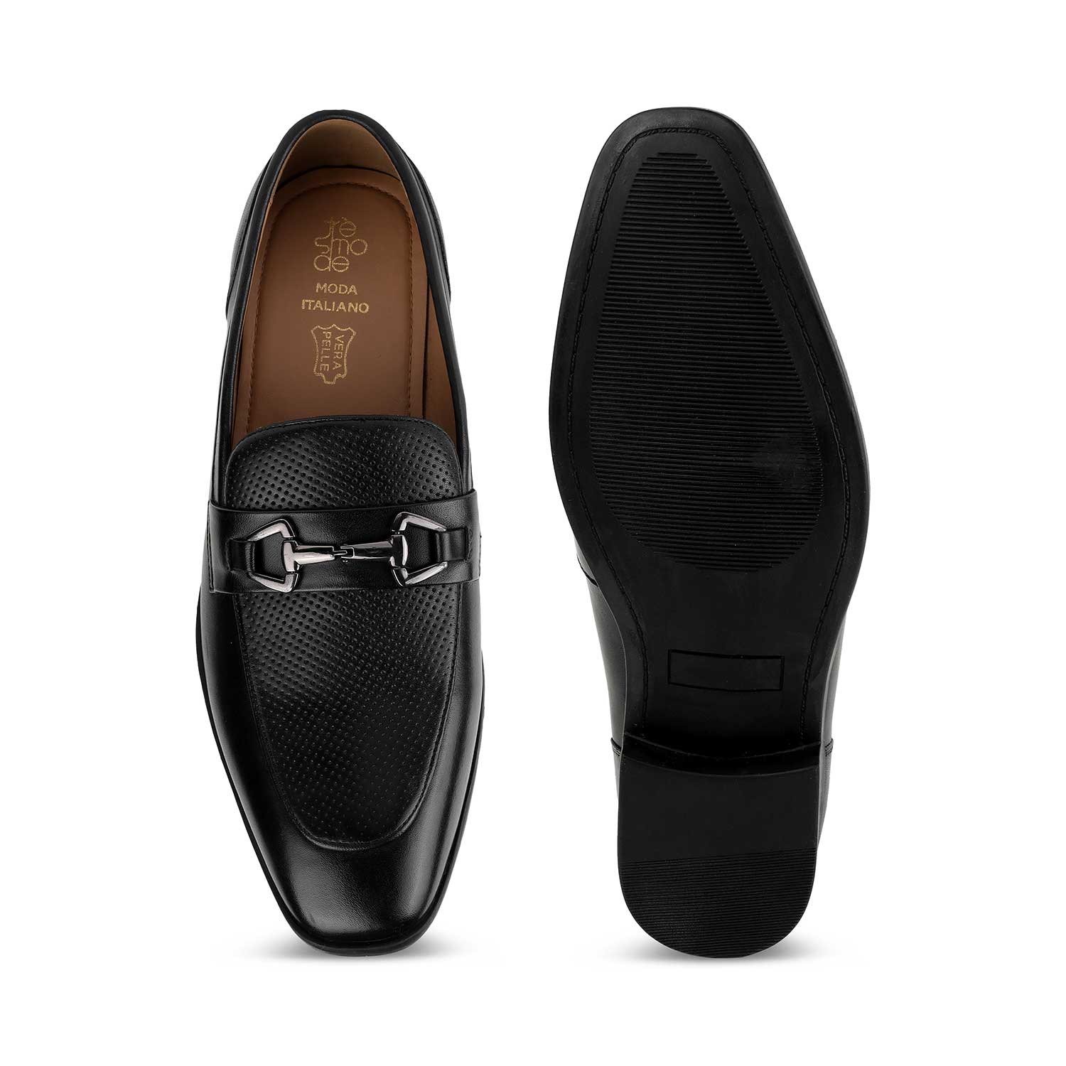 Tresmode Rovan Black Men's Leather Loafers