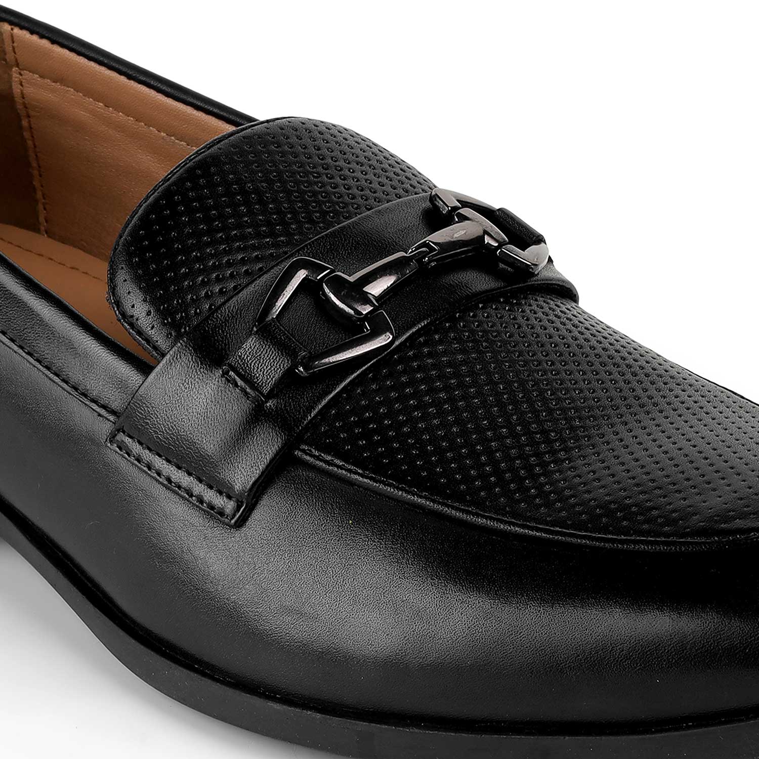 Tresmode Rovan Black Men's Leather Loafers