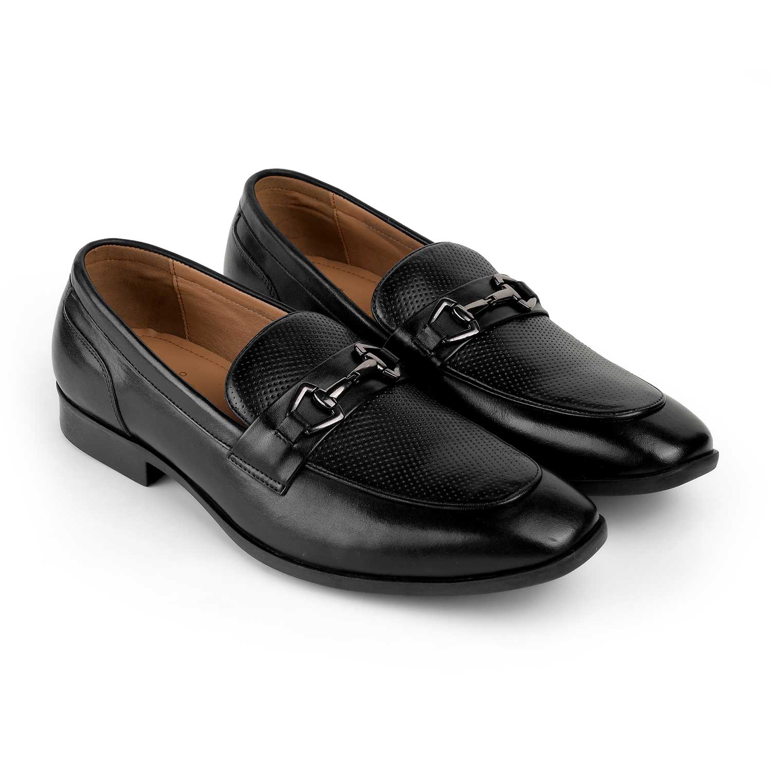 Tresmode Rovan Black Men's Leather Loafers