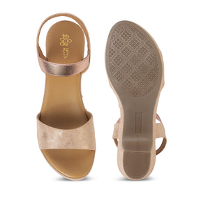 Tresmode Salwia Champagne Women's Dress Block Heel Sandals