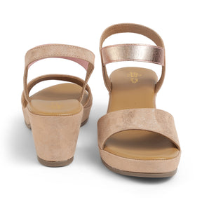 Tresmode Salwia Champagne Women's Dress Block Heel Sandals