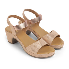 Tresmode Salwia Champagne Women's Dress Block Heel Sandals