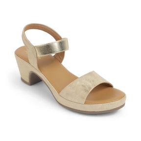 Tresmode Salwia Gold Women's Dress Block Heel Sandals