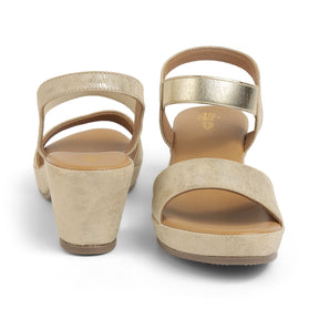 Tresmode Salwia Gold Women's Dress Block Heel Sandals