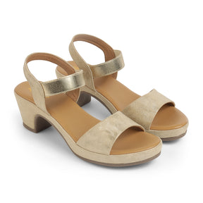 Tresmode Salwia Gold Women's Dress Block Heel Sandals