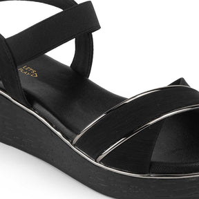 Tresmode Sandro Black Women's Dress Wedge Sandals