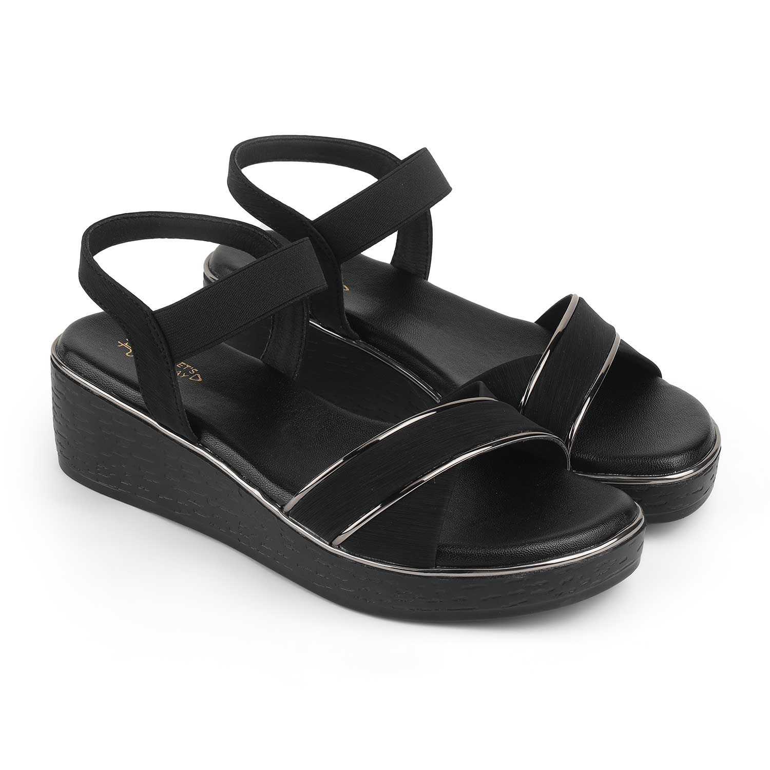 Tresmode Sandro Black Women's Dress Wedge Sandals