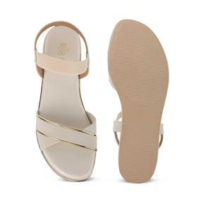 Tresmode Sandro Cream Women's Dress Wedge Sandals