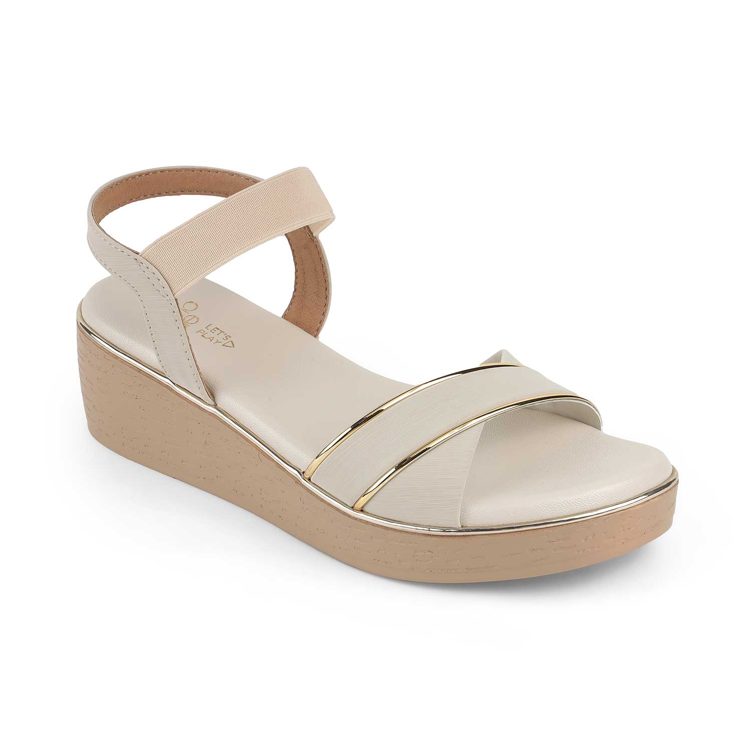 Tresmode Sandro Cream Women's Dress Wedge Sandals