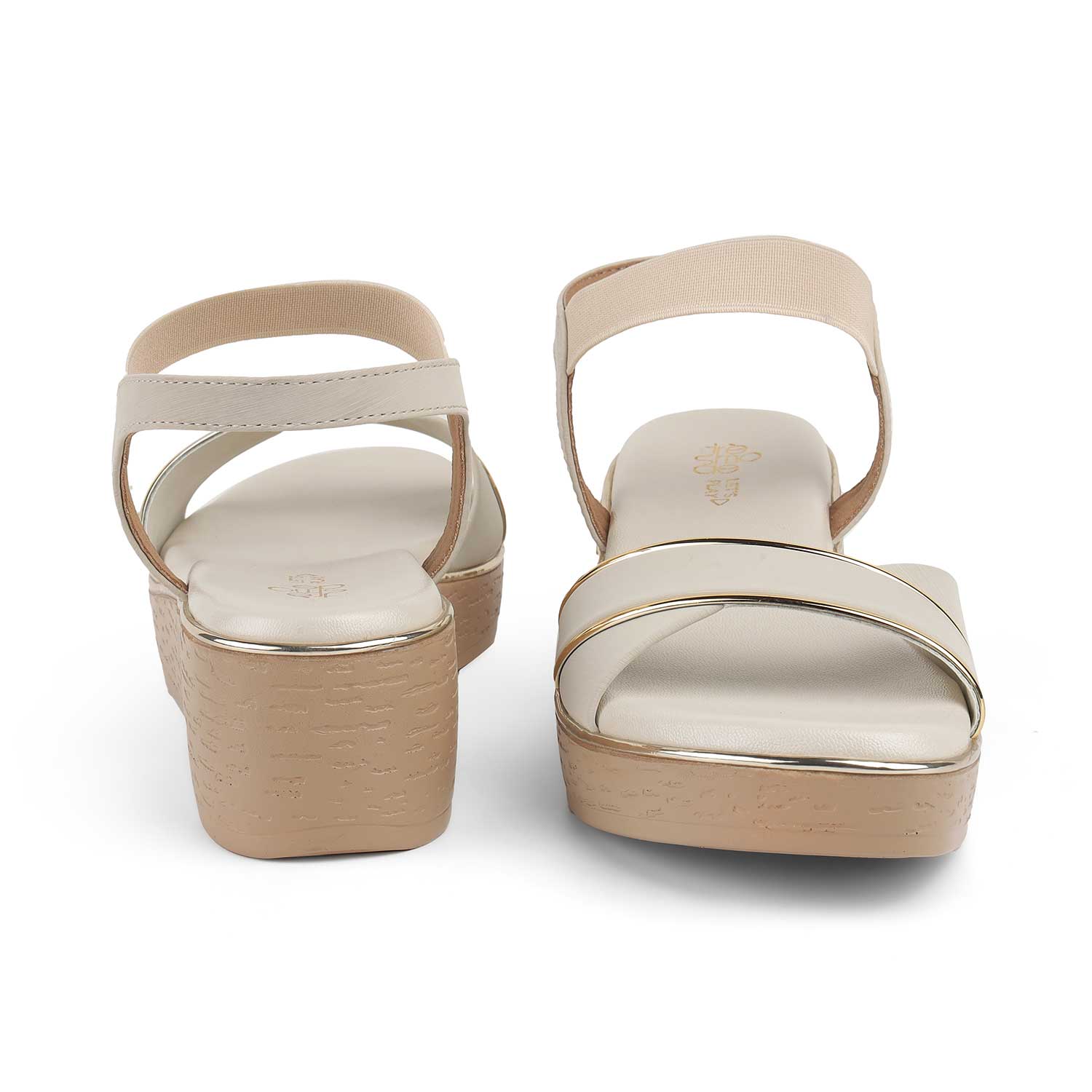 Tresmode Sandro Cream Women's Dress Wedge Sandals