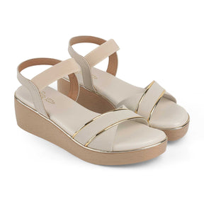 Tresmode Sandro Cream Women's Dress Wedge Sandals