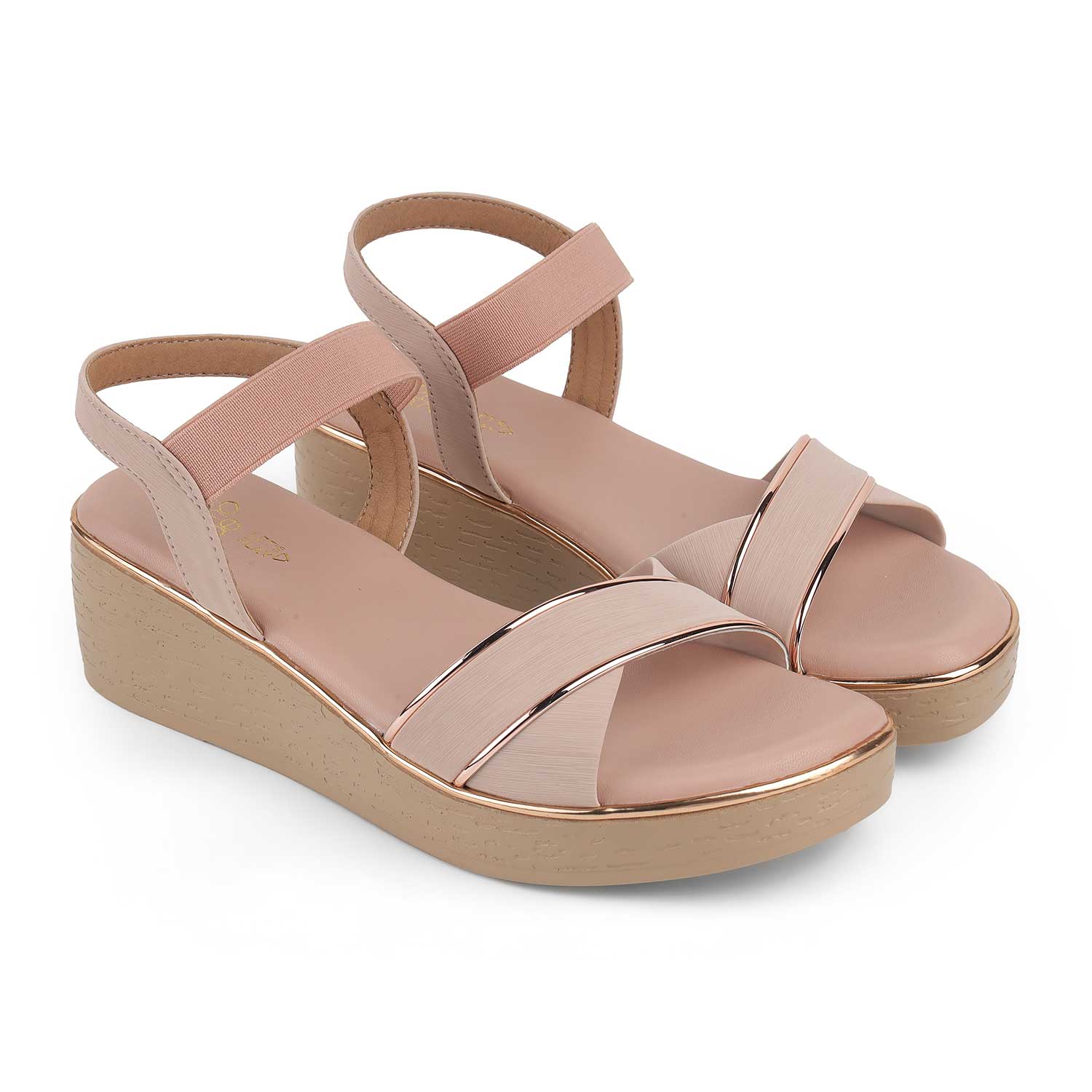 Tresmode Sandro Pink Women's Dress Wedge Sandals
