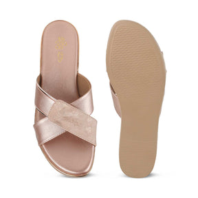 Tresmode Sergio Champagne Women's Dress Wedge Sandals