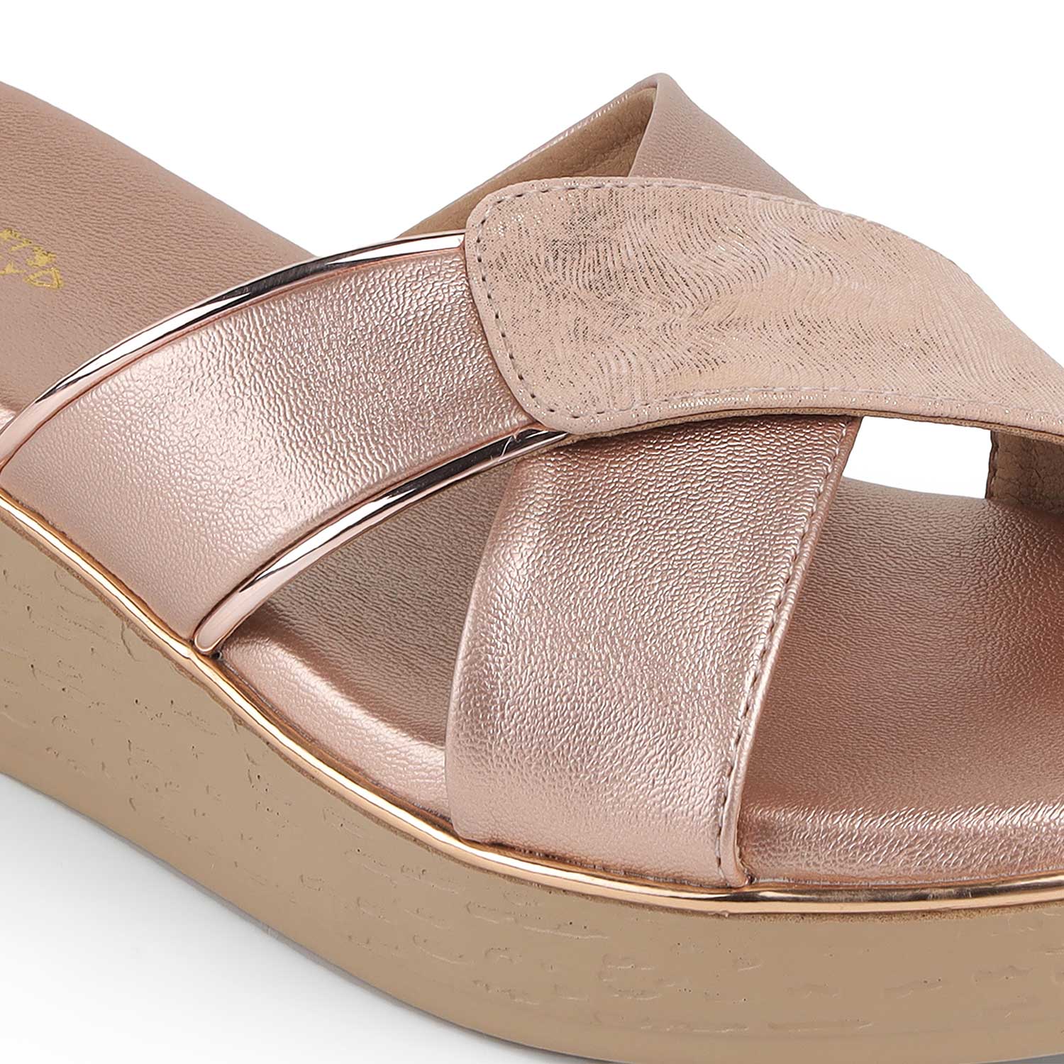 Tresmode Sergio Champagne Women's Dress Wedge Sandals
