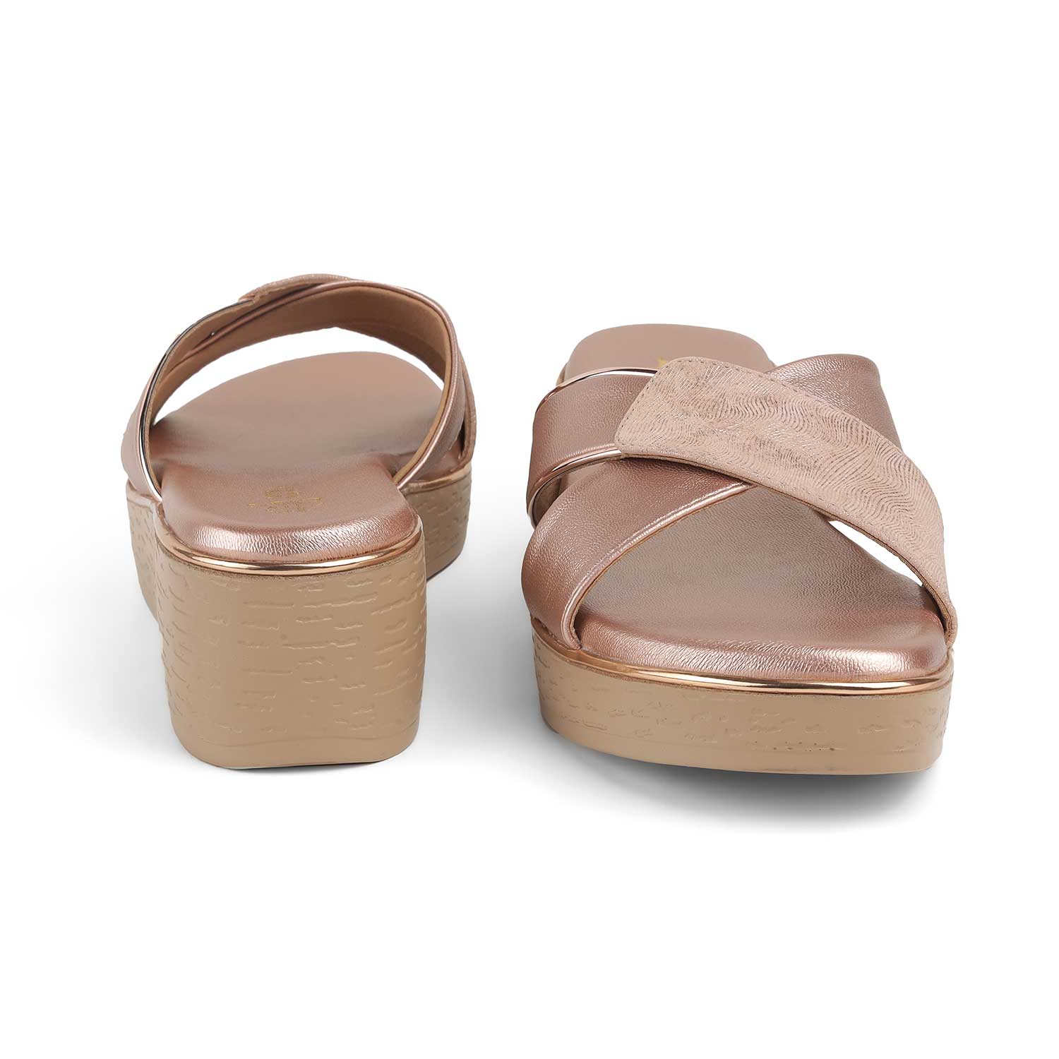 Tresmode Sergio Champagne Women's Dress Wedge Sandals