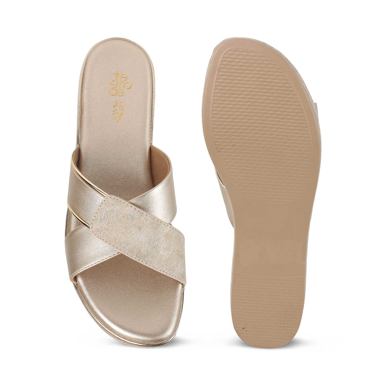 Tresmode Sergio Gold Women's Dress Wedge Sandals