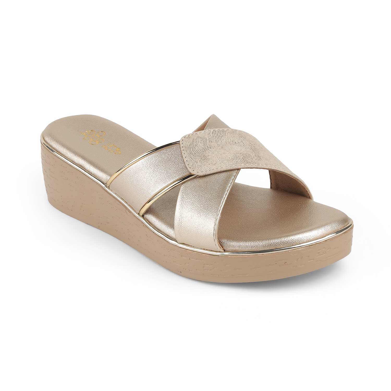 Tresmode Sergio Gold Women's Dress Wedge Sandals