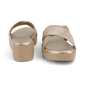 Tresmode Sergio Gold Women's Dress Wedge Sandals