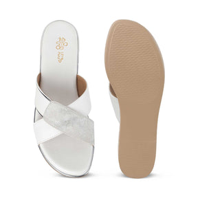 Tresmode Sergio White Women's Dress Wedge Sandals