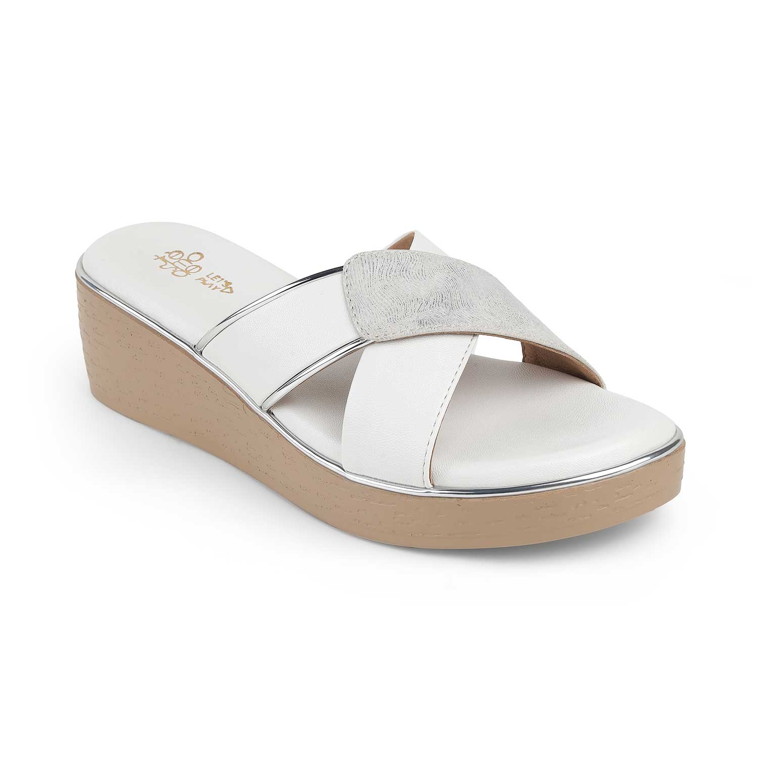 Tresmode Sergio White Women's Dress Wedge Sandals