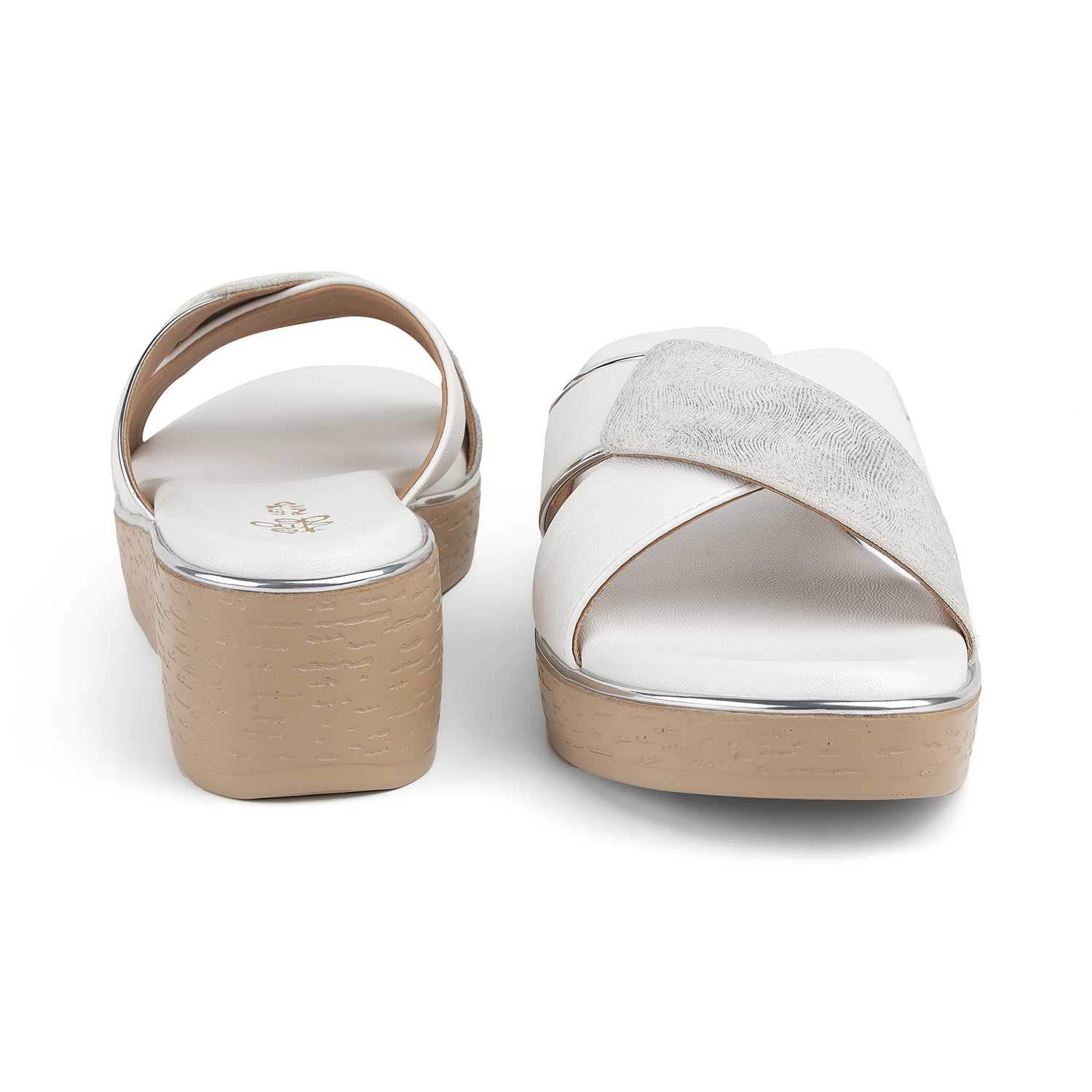 Tresmode Sergio White Women's Dress Wedge Sandals