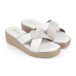 Tresmode Sergio White Women's Dress Wedge Sandals