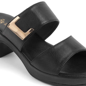 Tresmode Sesto Black Women's Dress Block Heel Sandals