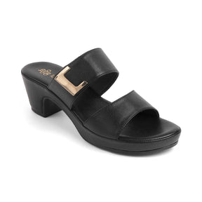 Tresmode Sesto Black Women's Dress Block Heel Sandals