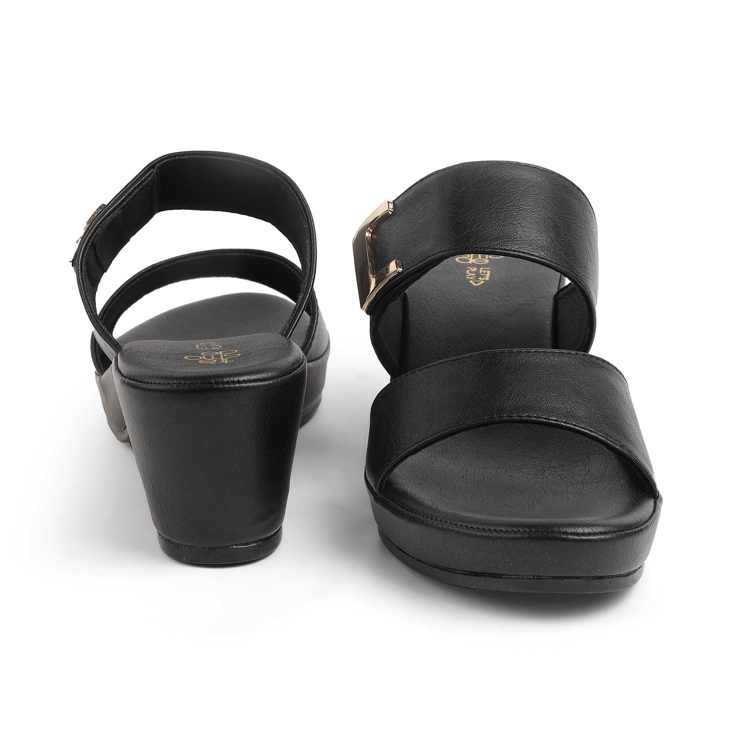 Tresmode Sesto Black Women's Dress Block Heel Sandals