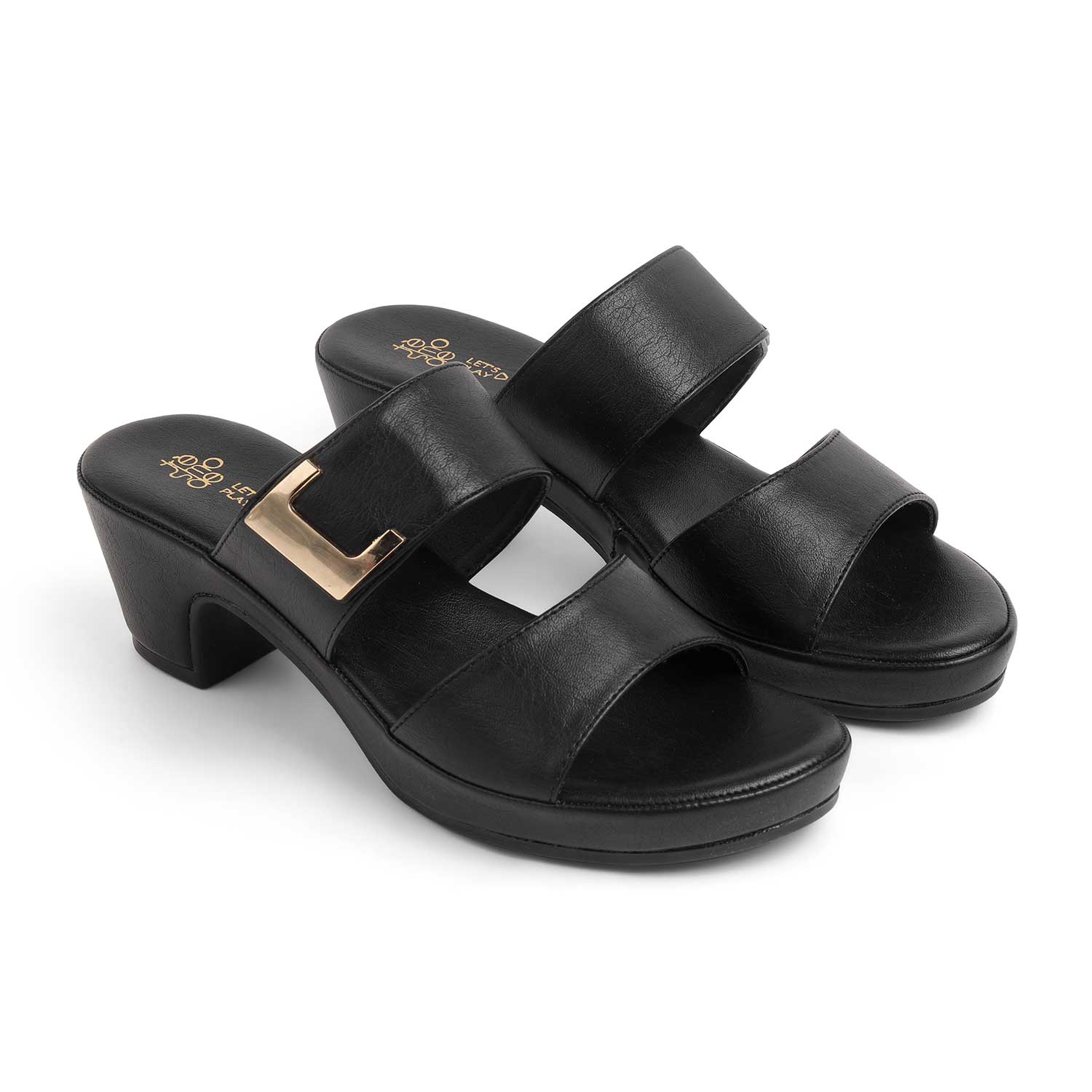 Tresmode Sesto Black Women's Dress Block Heel Sandals