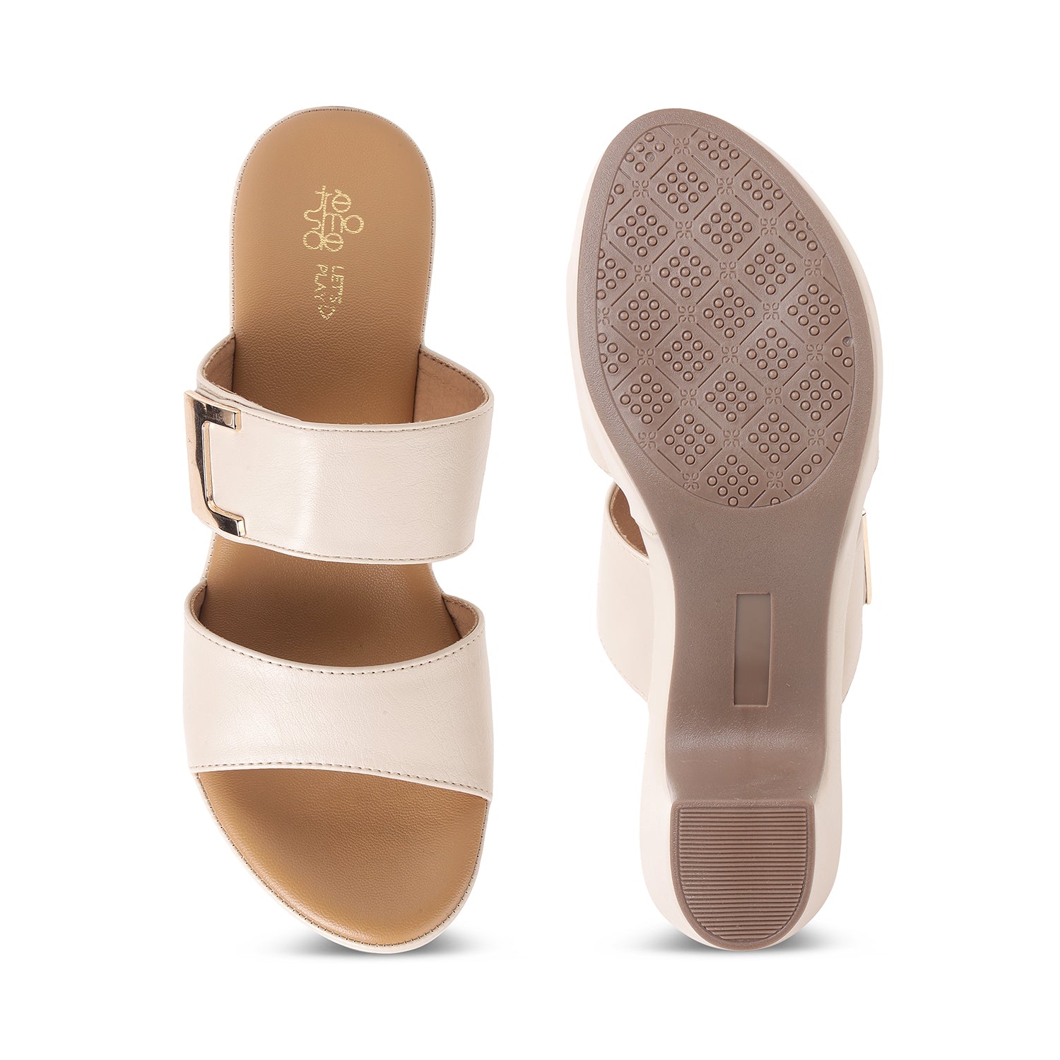 Tresmode Sesto Cream Women's Dress Block Heel Sandals