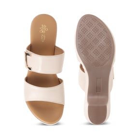 Tresmode Sesto Cream Women's Dress Block Heel Sandals