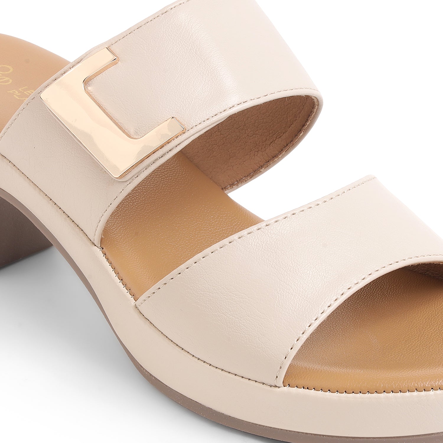 Tresmode Sesto Cream Women's Dress Block Heel Sandals