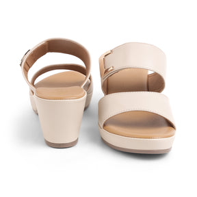 Tresmode Sesto Cream Women's Dress Block Heel Sandals