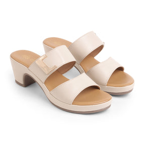 Tresmode Sesto Cream Women's Dress Block Heel Sandals