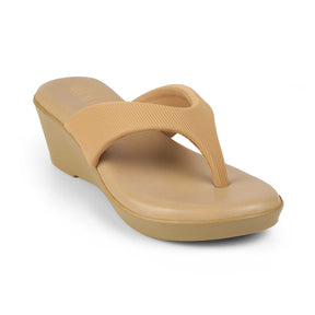 Tresmode Simple Beige Women's Dress Wedge Sandals