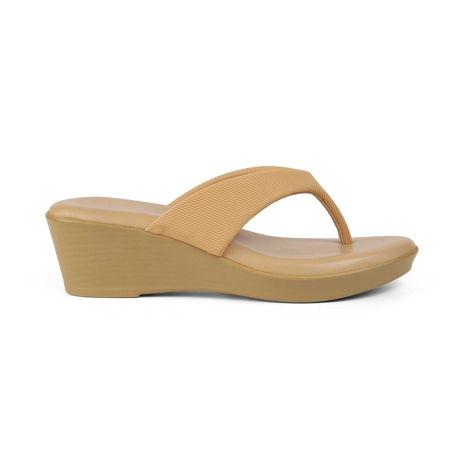 Tresmode Simple Beige Women's Dress Wedge Sandals