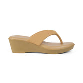 Tresmode Simple Beige Women's Dress Wedge Sandals