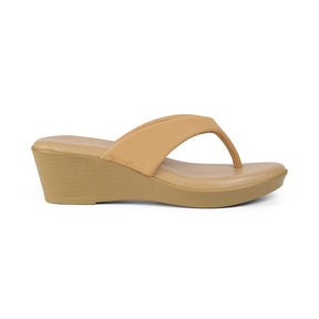 Tresmode Simple Beige Women's Dress Wedge Sandals