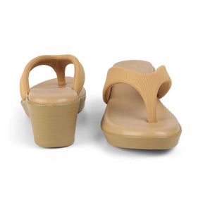 Tresmode Simple Beige Women's Dress Wedge Sandals