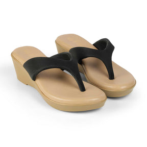 Tresmode Simple Black Women's Dress Wedge Sandals