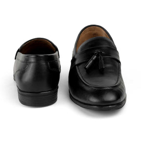 Tresmode Soti Black Men's Leather Tassel Loafers