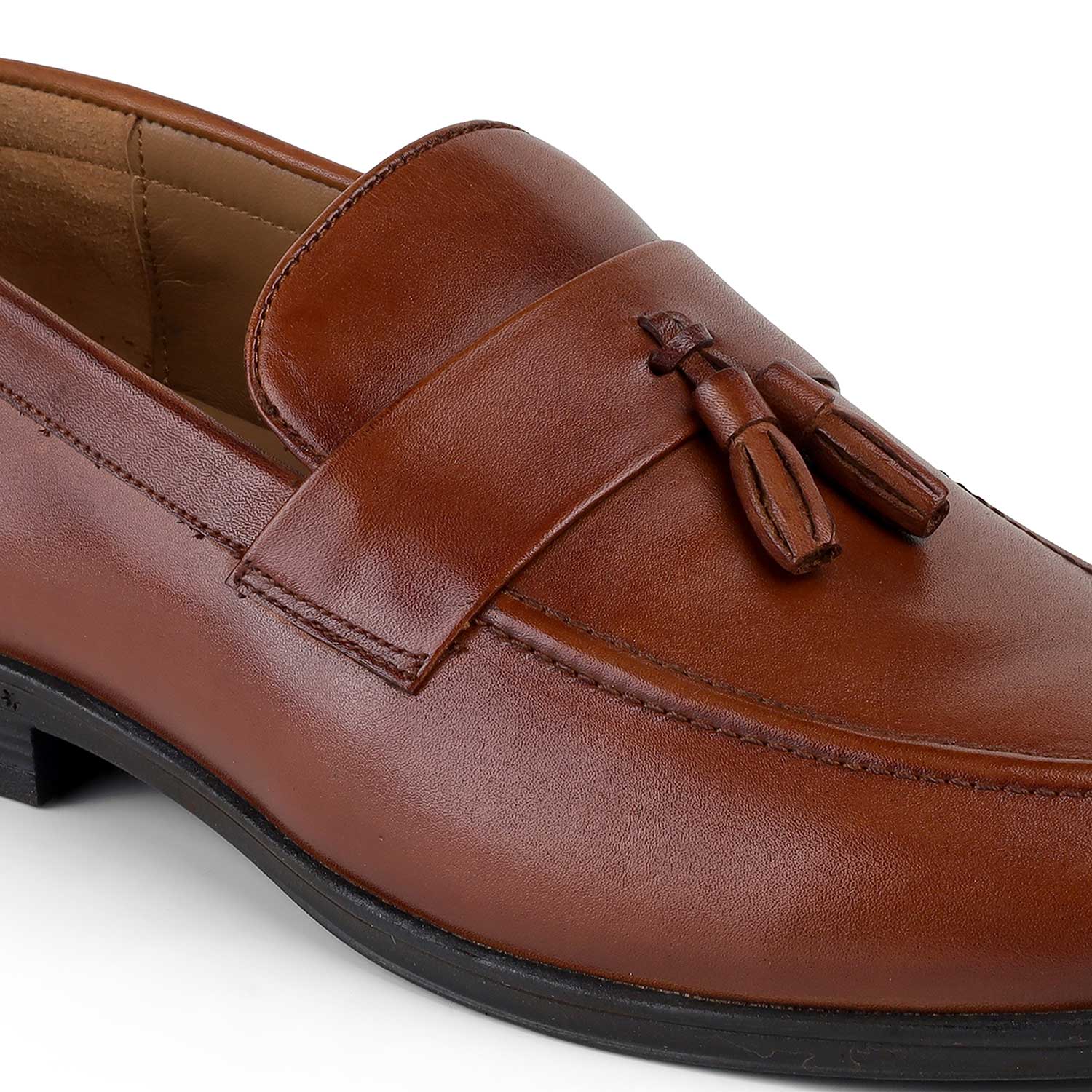 Tresmode Soti Tan Men's Leather Tassel Loafers