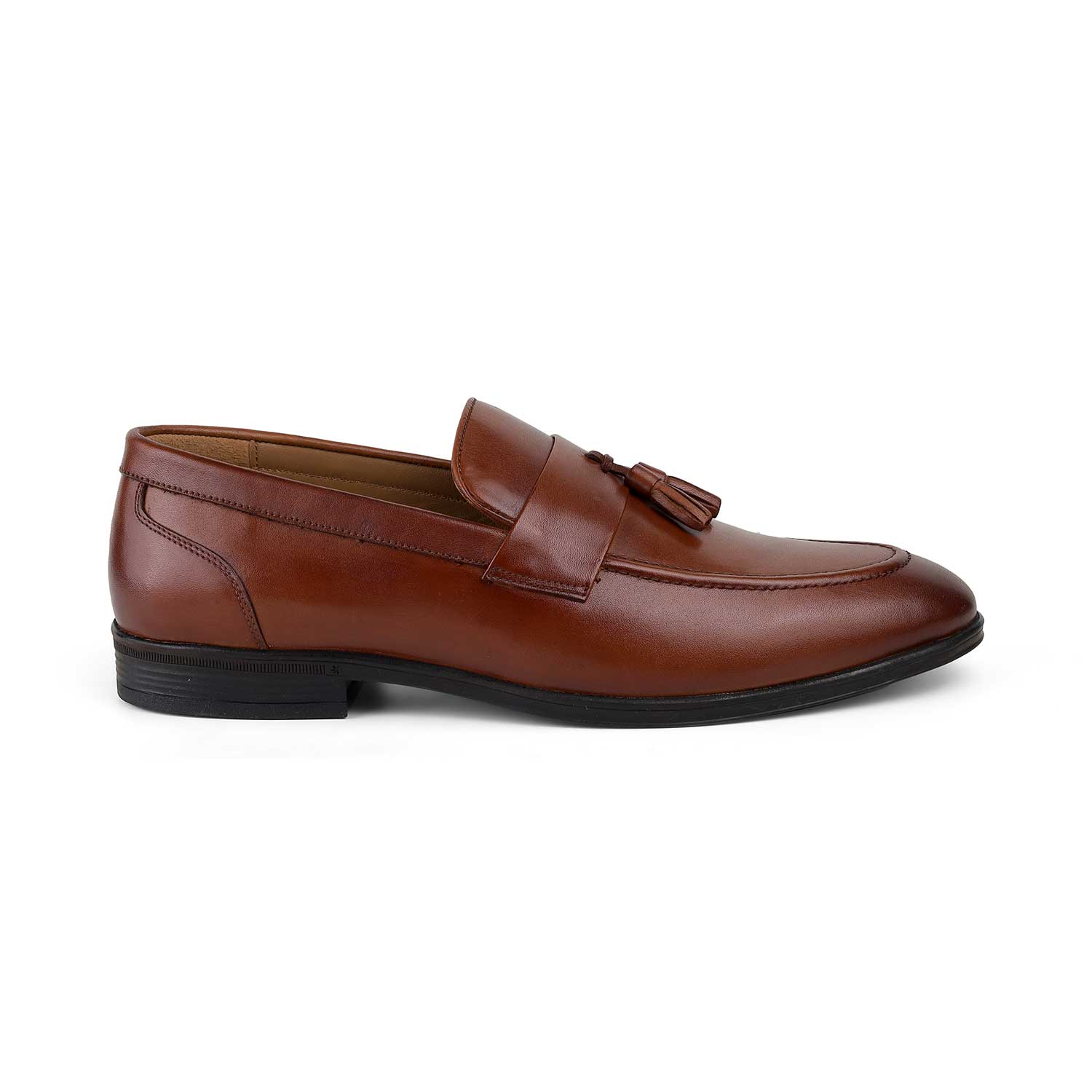 Tresmode Soti Tan Men's Leather Tassel Loafers