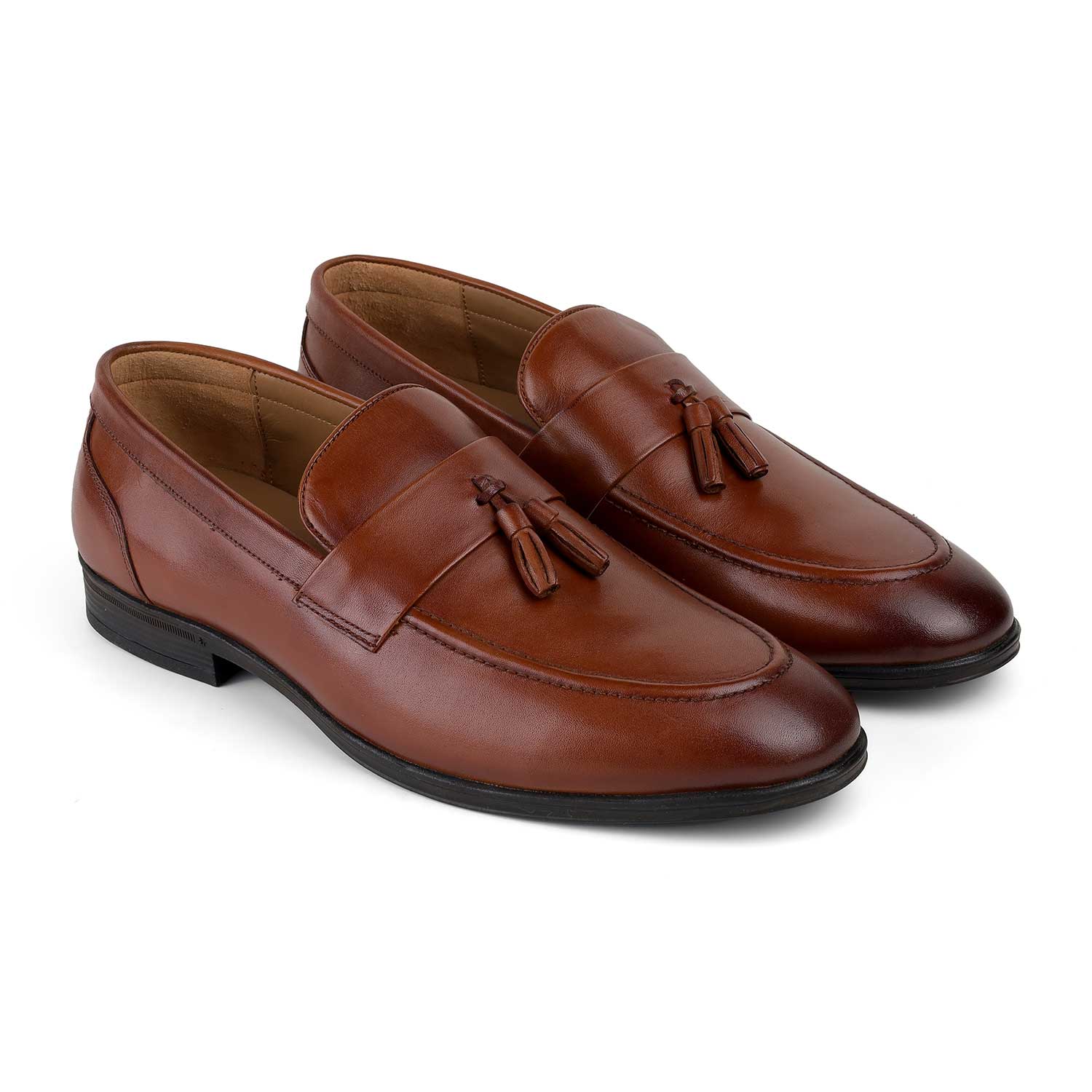 Tresmode Soti Tan Men's Leather Tassel Loafers