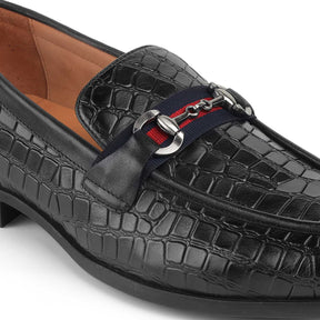 Tresmode Swed Black Men's Leather Loafers