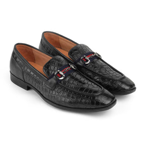 Tresmode Swed Black Men's Leather Loafers