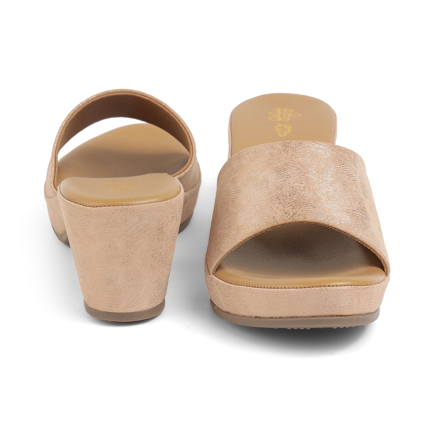 Tresmode Swer Champagne Women's Dress Block Heel Sandals